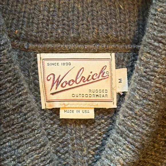 Vintage Woolrich Shawl Collar Wooden Button Pullover Sweater Men's Size Medium - Picture 2 of 13